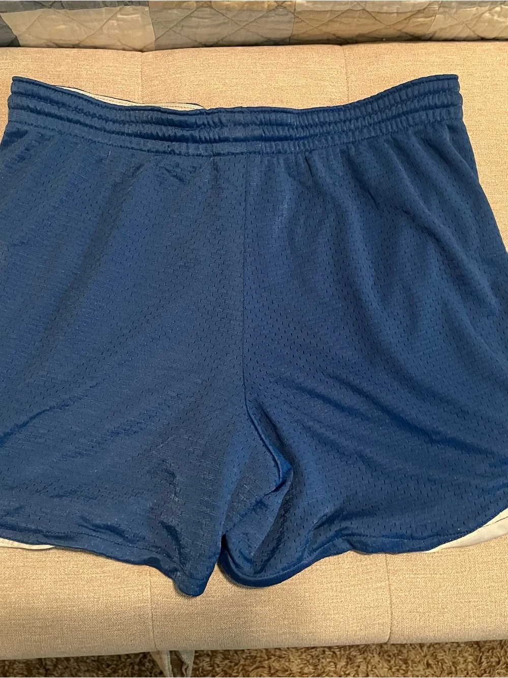 Nike Women's Navy Blue Athletic Mesh Shorts with White Trim